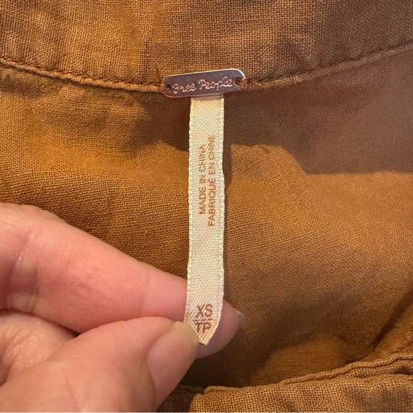 NWT~FREE PEOPLE Women Light Brown Linen Blend Ruffle Wrap Skirt Size XS - Picture 5 of 8